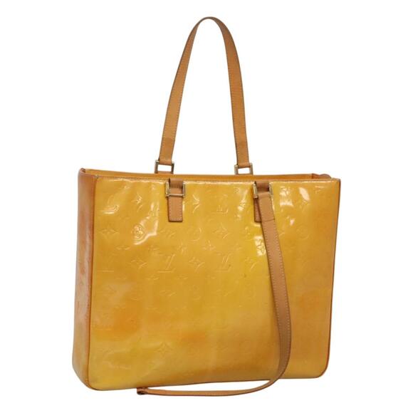 LOUIS VUITTON Monogram Vernis Columbus Tote Bag Lime Yellow M91047 - Picture 1 of 16